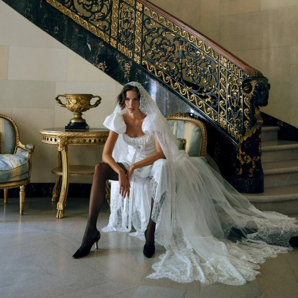 For Love And Lemons White Beaded Bridal Veil